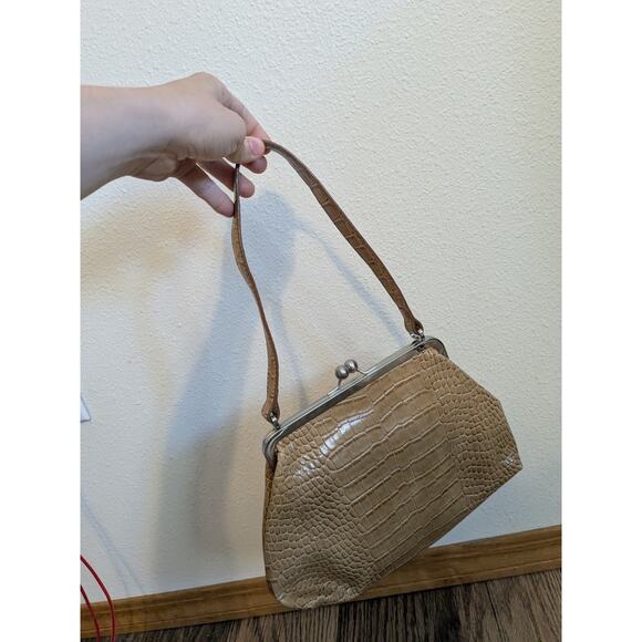 Nine west faux snakeskin hand bag purse snap closure - Picture 5 of 6